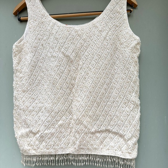 Cyn Les beaded sweater, ivory. Sleeveless. M? - Picture 9 of 11
